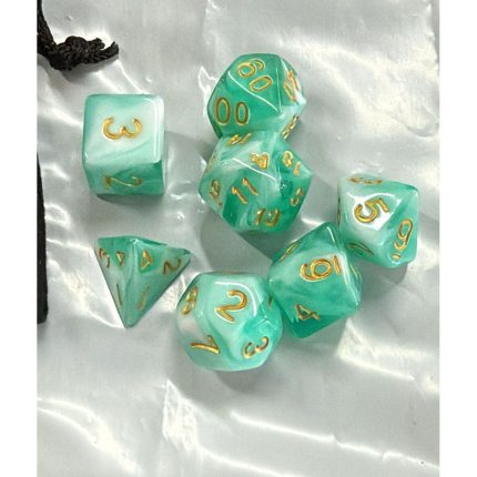 DND Frp Zar Seti 7li Set Dnd Zarı Dungeons And Dragons Masaüstü Oyun Zarı turkuaz mermer desen