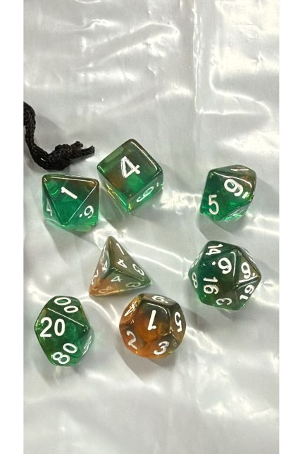 DND Frp Zar Seti 7li Set Dnd Dungeons And Dragons Masaüstü Oyun Zarı Şeffaf Açık Yeşil gökkusagı