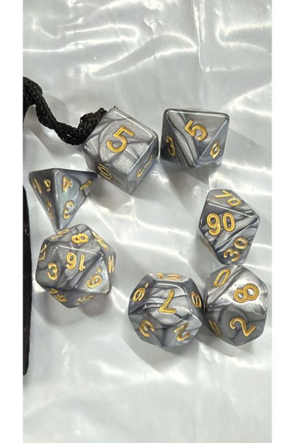 DND Frp Zar Seti 7li Set Dnd Zarı Dungeons And Dragons Masaüstü Oyun Zarı grı mermer desen
