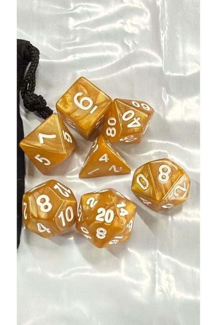 KOPYA - DND Frp Zar Seti 7li Set Dnd Zarı Dungeons And Dragons Masaüstü Oyun Zarı bal rengı