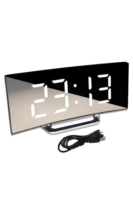 Dekoratif Kavisli Led Ekran Ayna Dijital Alarm Saat