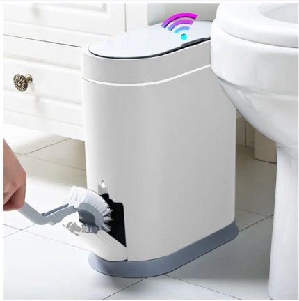 Otomatik Sensör Çöp Kutusu - Ev Tuvaleti için Su Geçirmez Dar Dikiş Banyo Atık Kutusu BEYAZ