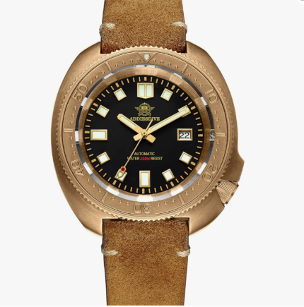 ADDIESDIVE Erkek Kol Saati Bronz Tarih Analog Otomatik Erkek Otomatik Saat AD2104