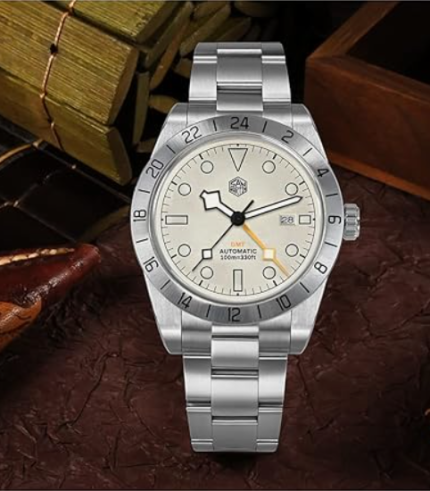 San Martin SN0054-2 BB GMT Saat Erkekler İçin Mekanik Saatler 3H Date Business Lüks Safir Cam 10Bar Vintage Kol Saatleri