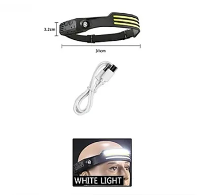 Kırmızı Sensör Far Cob LED Kafa Lambası Dahili Pil ile LED-042