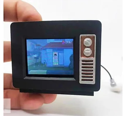 Gerçek Çalışan Minyatür Retro Televizyon ve Dolabı Gerçek X193Y