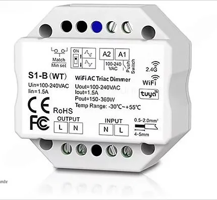 S1-B(WT) WiFi & RF AC Triac Dimmer Modülü - Tuya Uyumlu