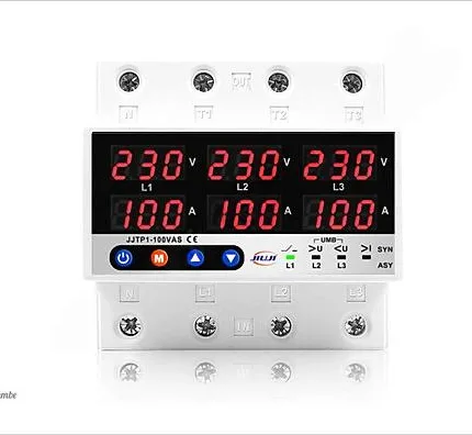 JIUJI Ev Tipi 63A Trifaz Gerilim Ve Akım Koruma Rölesi