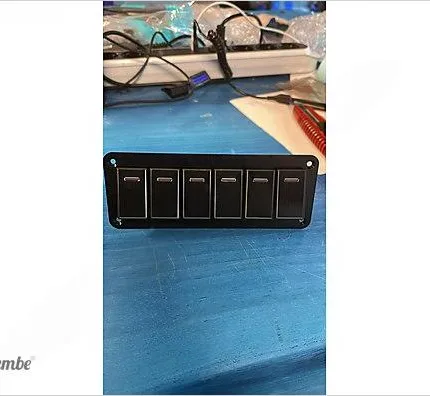 6'lı ON-OFF Mavi Işıklı Switch Panel 12V-24V Alüminyum