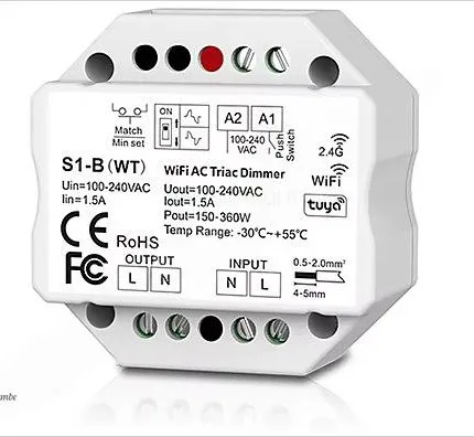 S1-B(WT) WiFi & RF AC Triac Dimmer B31X