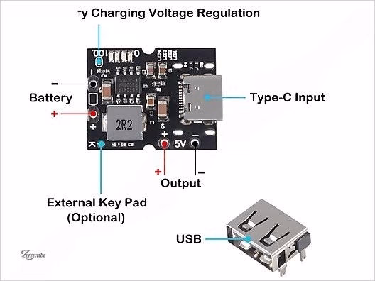 Type-C USB 5V 2A Boost Güç Modülü ve Şarj Devresi E704X Type-C USB 5V 2A Boost Güç Modülü ve Şarj Devresi E704X